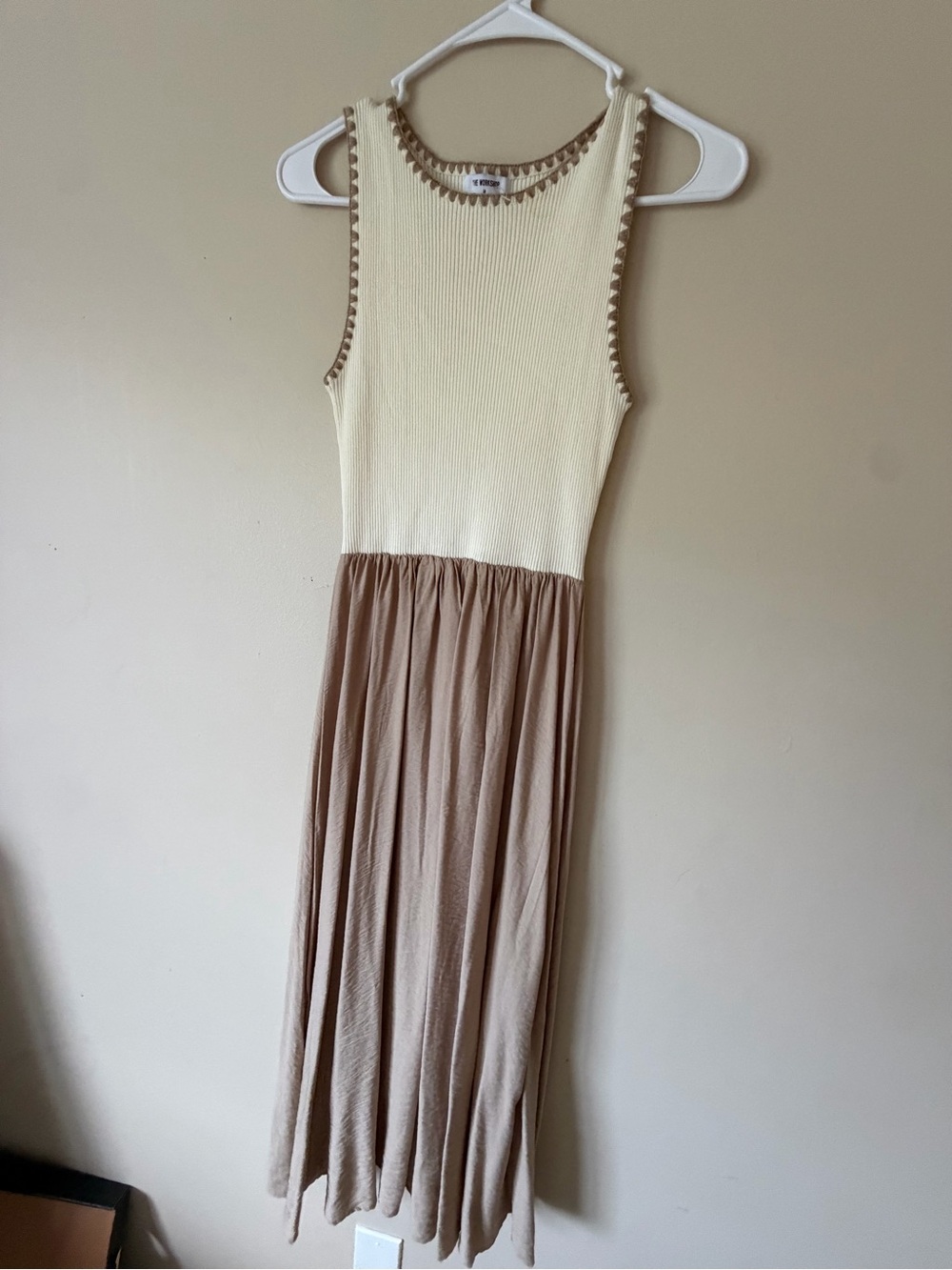 Workshop Republic Clothing Cream and Brown Sleeveless Knit Maxi Dress